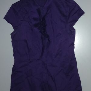Women’s Purple Ruffle Front Cap Sleeve Top